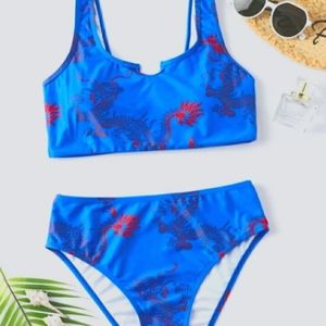 2 piece dragon print swimsuit suit